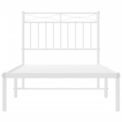 Bettgestell mit Kopfteil Metall Weiß 90x190 cm - Pazzar.ch