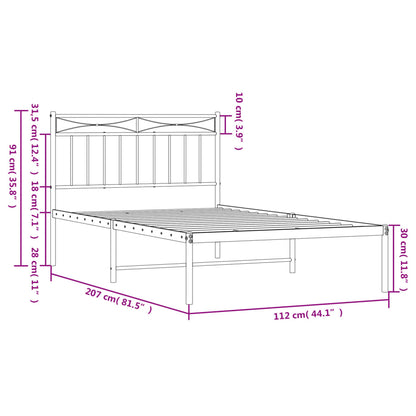 Bettgestell mit Kopfteil Metall Weiß 107x203 cm - Pazzar.ch