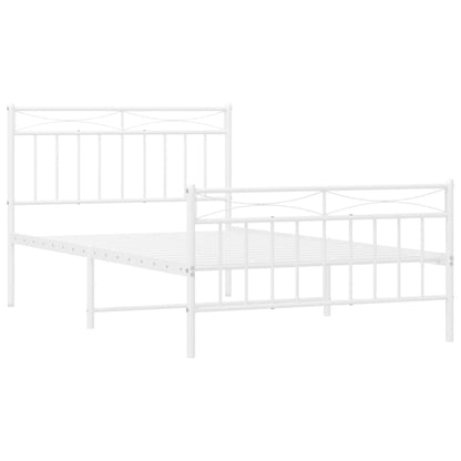 Bettgestell mit Kopf- und Fußteil Metall Weiß 107x203 cm - Pazzar.ch
