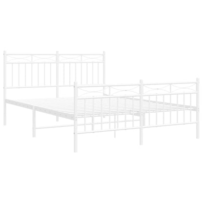 Bettgestell mit Kopf- und Fußteil Metall Weiß 140x190 cm - Pazzar.ch