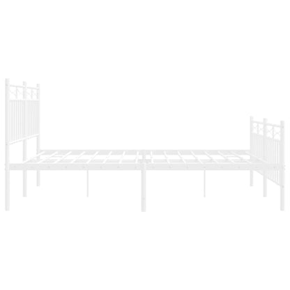 Bettgestell mit Kopf- und Fußteil Metall Weiß 140x190 cm - Pazzar.ch