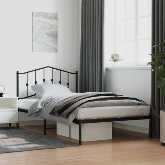 Bettgestell mit Kopfteil Metall Schwarz 107x203 cm - Pazzar.ch