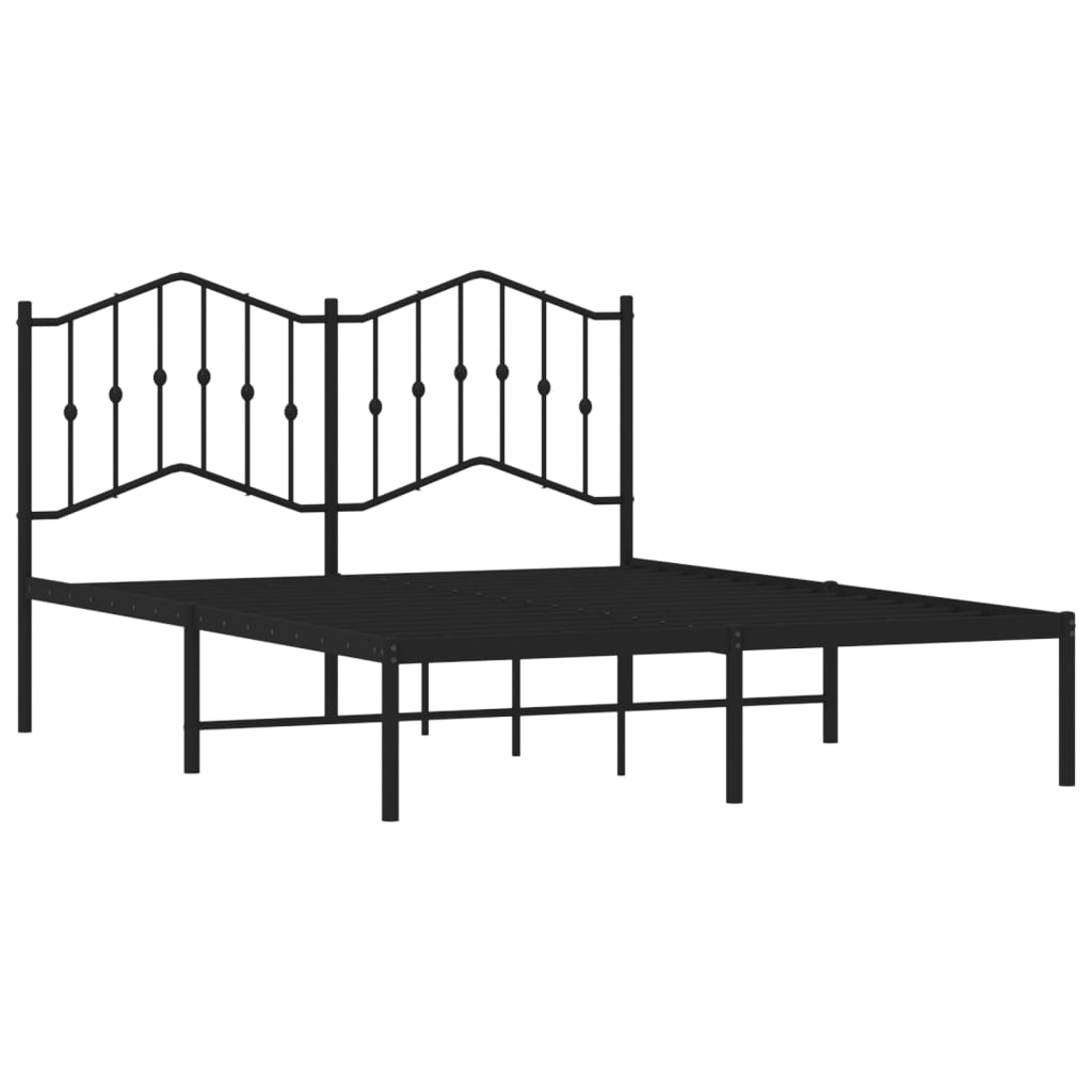 Bettgestell mit Kopfteil Metall Schwarz 140x200 cm - Pazzar.ch
