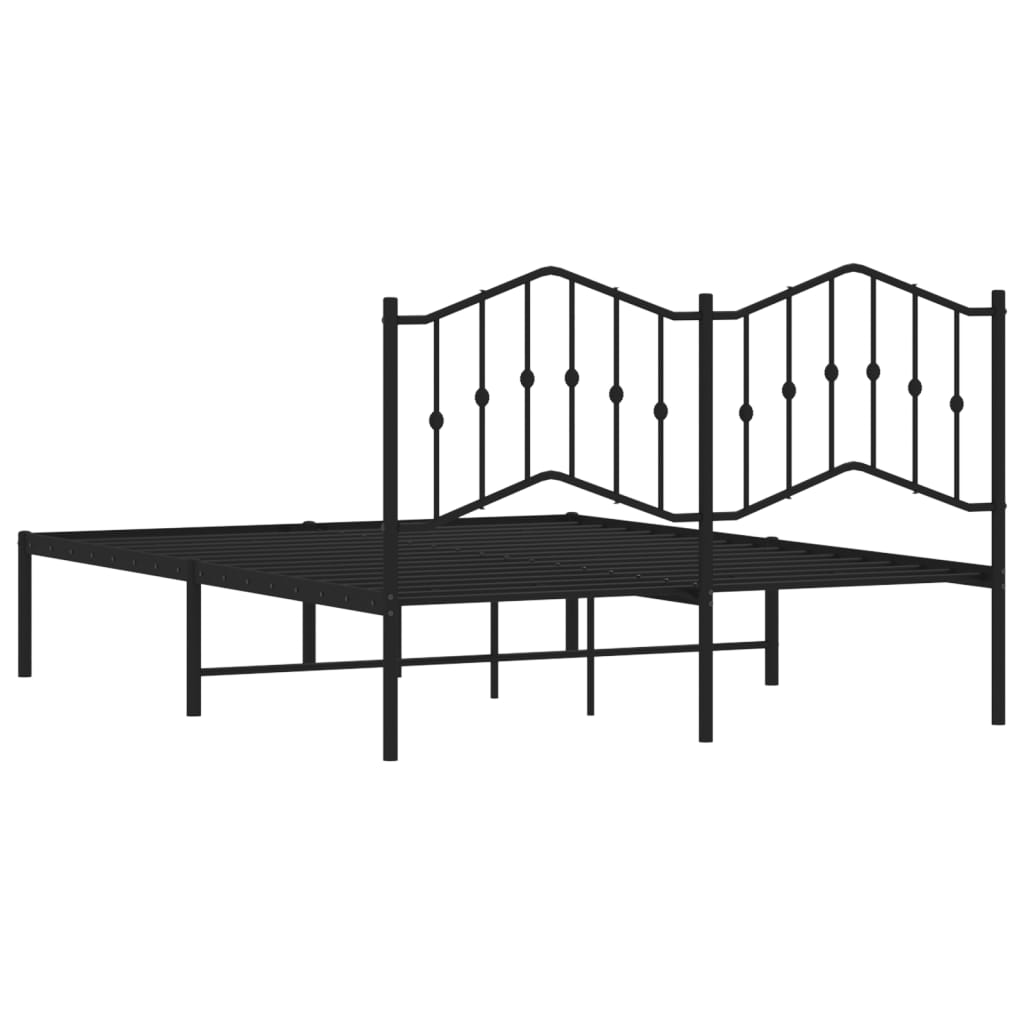 Bettgestell mit Kopfteil Metall Schwarz 140x200 cm - Pazzar.ch