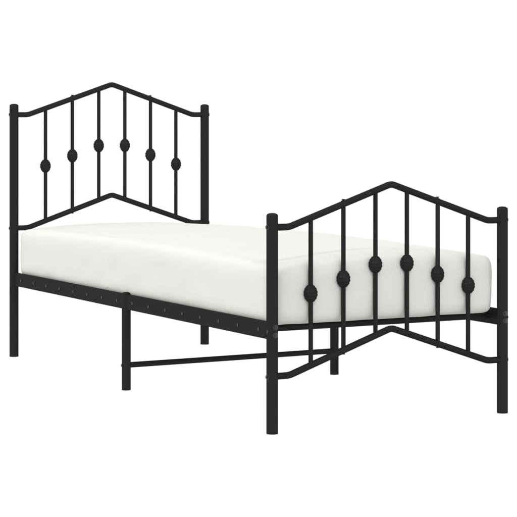 Bettgestell mit Kopf- und Fußteil Metall Schwarz 75x190 cm - Pazzar.ch