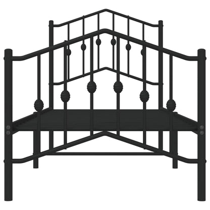 Bettgestell mit Kopf- und Fußteil Metall Schwarz 75x190 cm - Pazzar.ch