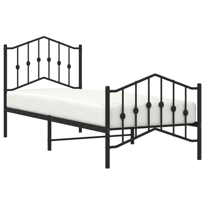 Bettgestell mit Kopf- und Fußteil Metall Schwarz 80x200 cm - Pazzar.ch