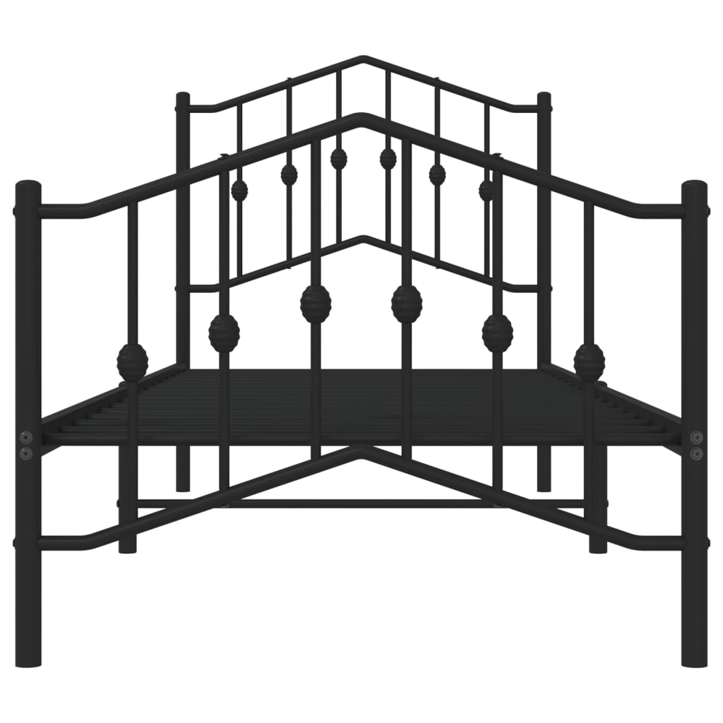 Bettgestell mit Kopf- und Fußteil Metall Schwarz 80x200 cm - Pazzar.ch