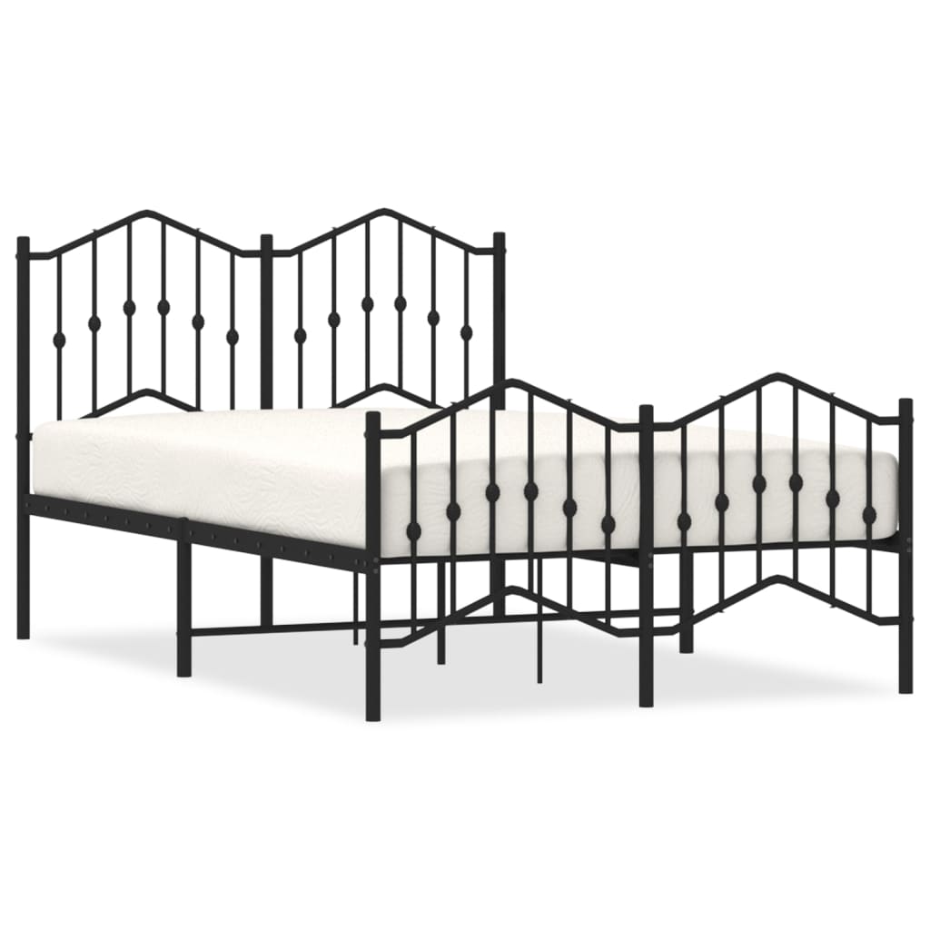 Bettgestell mit Kopf- und Fußteil Metall Schwarz 120x200 cm - Pazzar.ch