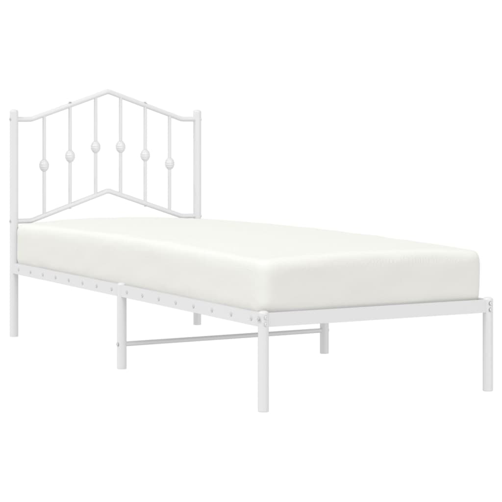 Bettgestell mit Kopfteil Metall Weiß 90x190 cm - Pazzar.ch