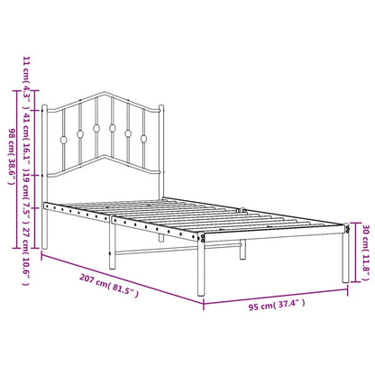 Bettgestell mit Kopfteil Metall Weiß 90x200 cm - Pazzar.ch