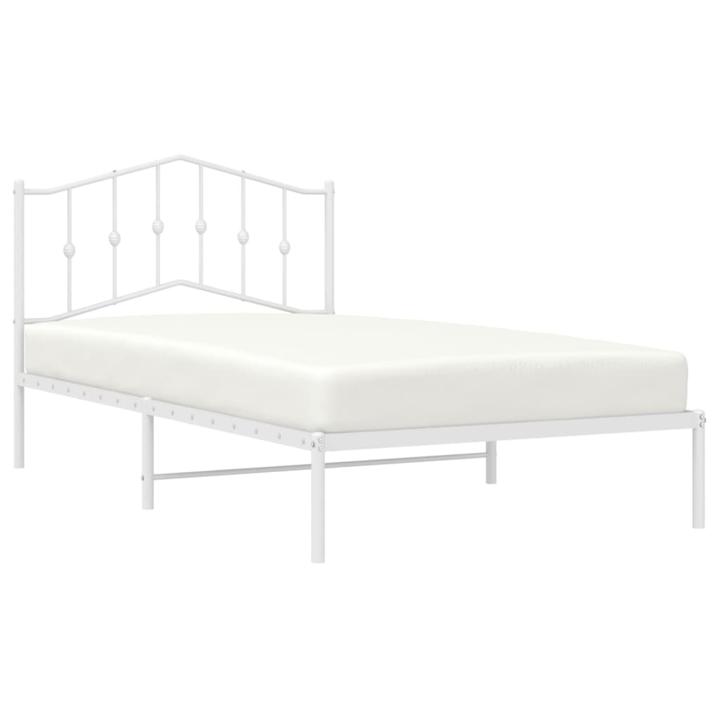 Bettgestell mit Kopfteil Metall Weiß 107x203 cm - Pazzar.ch