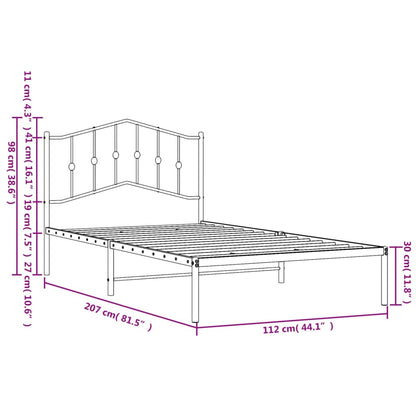 Bettgestell mit Kopfteil Metall Weiß 107x203 cm - Pazzar.ch