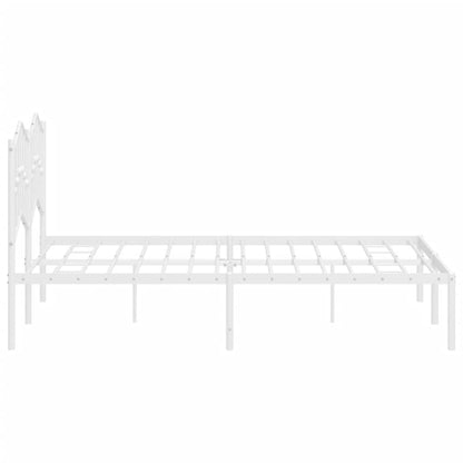 Bettgestell mit Kopfteil Metall Weiß 140x190 cm - Pazzar.ch