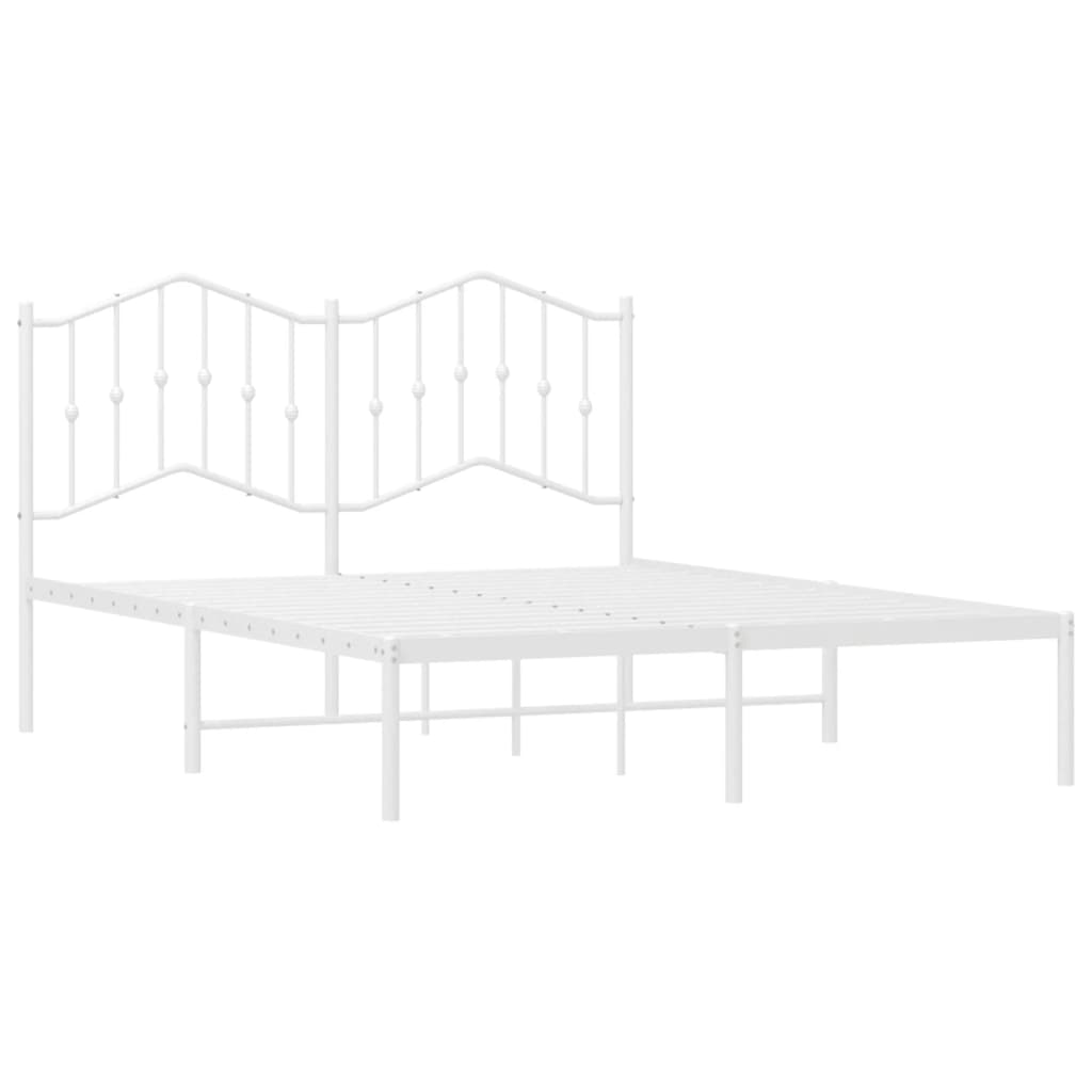 Bettgestell mit Kopfteil Metall Weiß 140x200 cm - Pazzar.ch