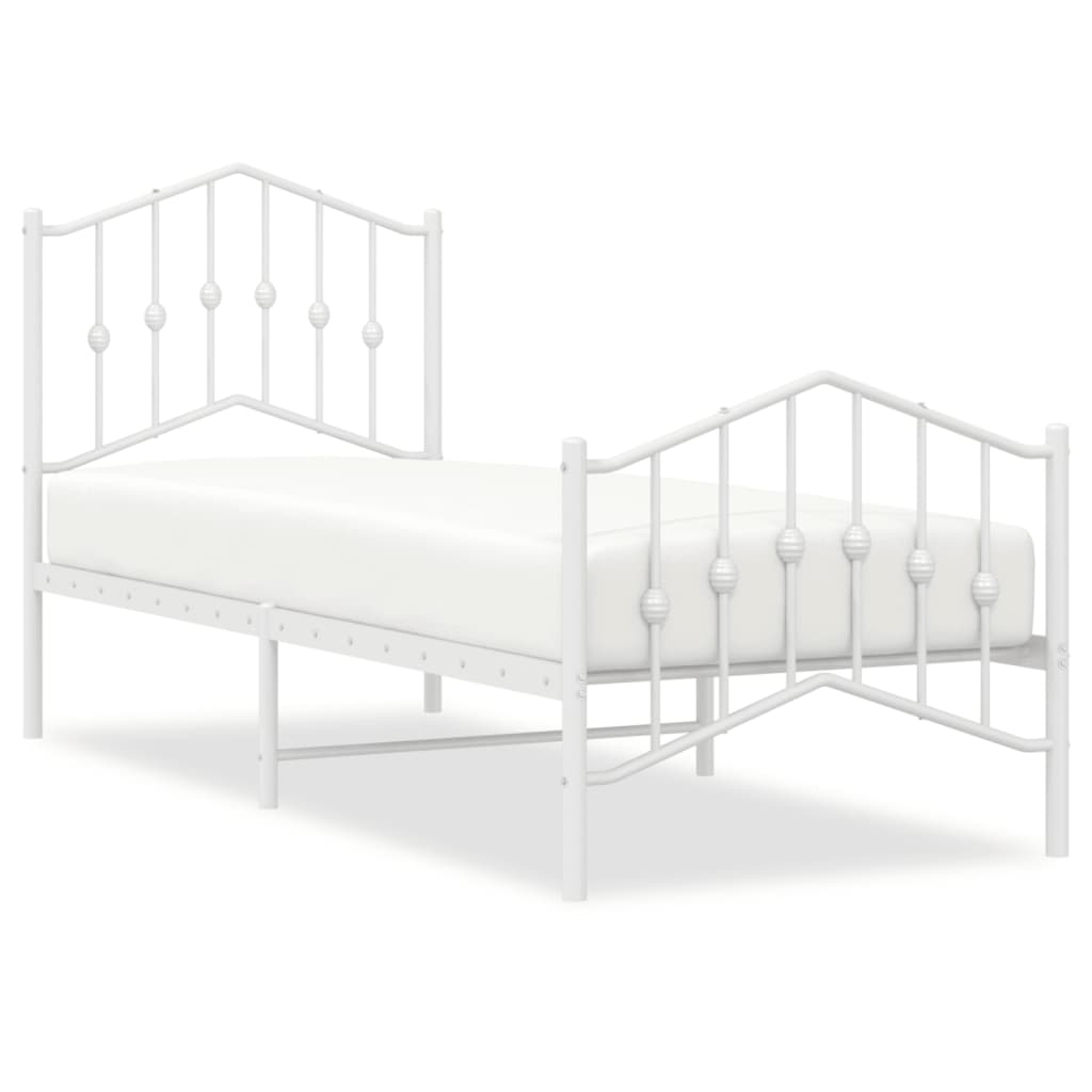 Bettgestell mit Kopf- und Fußteil Metall Weiß 75x190 cm - Pazzar.ch