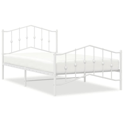 Bettgestell mit Kopf- und Fußteil Metall Weiß 107x203 cm - Pazzar.ch
