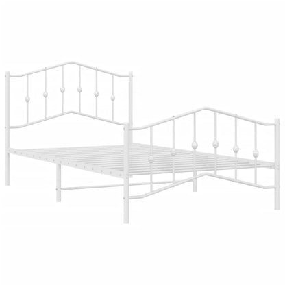 Bettgestell mit Kopf- und Fußteil Metall Weiß 107x203 cm - Pazzar.ch