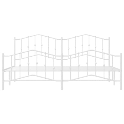 Bettgestell mit Kopf- und Fußteil Metall Weiß 200x200 cm - Pazzar.ch
