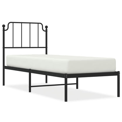 Bettgestell mit Kopfteil Metall Schwarz 80x200 cm - Pazzar.ch