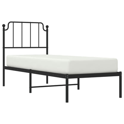 Bettgestell mit Kopfteil Metall Schwarz 80x200 cm - Pazzar.ch
