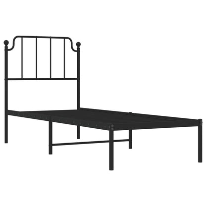 Bettgestell mit Kopfteil Metall Schwarz 80x200 cm - Pazzar.ch