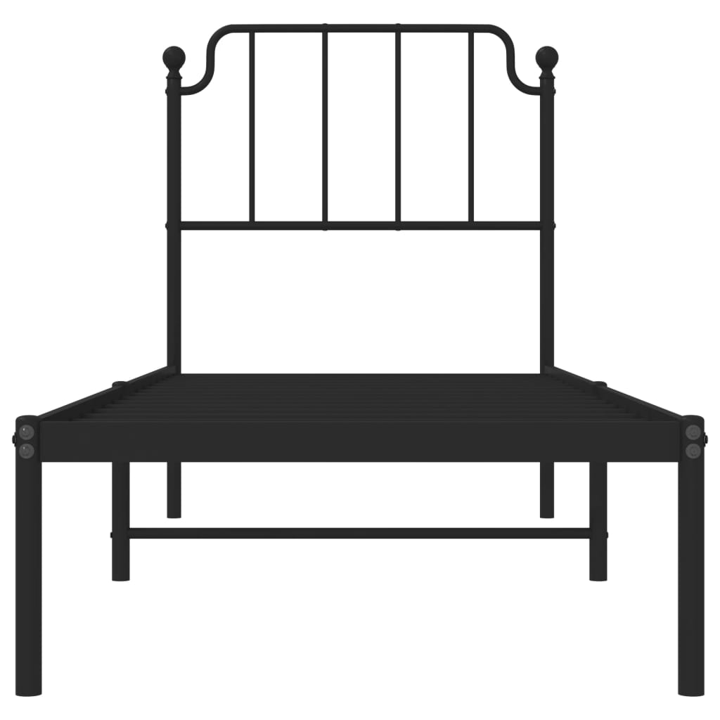 Bettgestell mit Kopfteil Metall Schwarz 80x200 cm - Pazzar.ch