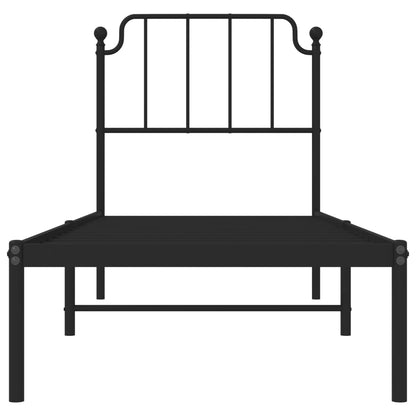 Bettgestell mit Kopfteil Metall Schwarz 80x200 cm - Pazzar.ch