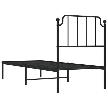 Bettgestell mit Kopfteil Metall Schwarz 80x200 cm - Pazzar.ch