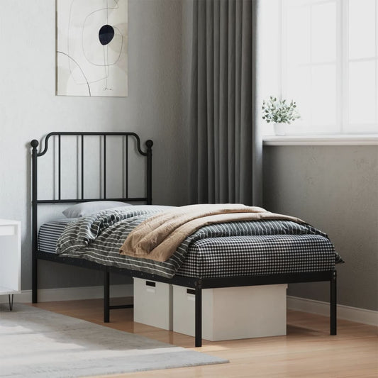 Bettgestell mit Kopfteil Metall Schwarz 80x200 cm - Pazzar.ch