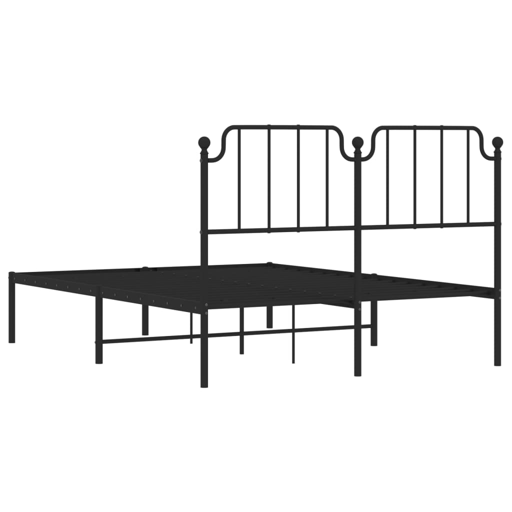 Bettgestell mit Kopfteil Metall Schwarz 140x190 cm - Pazzar.ch