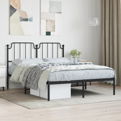 Bettgestell mit Kopfteil Metall Schwarz 140x190 cm - Pazzar.ch