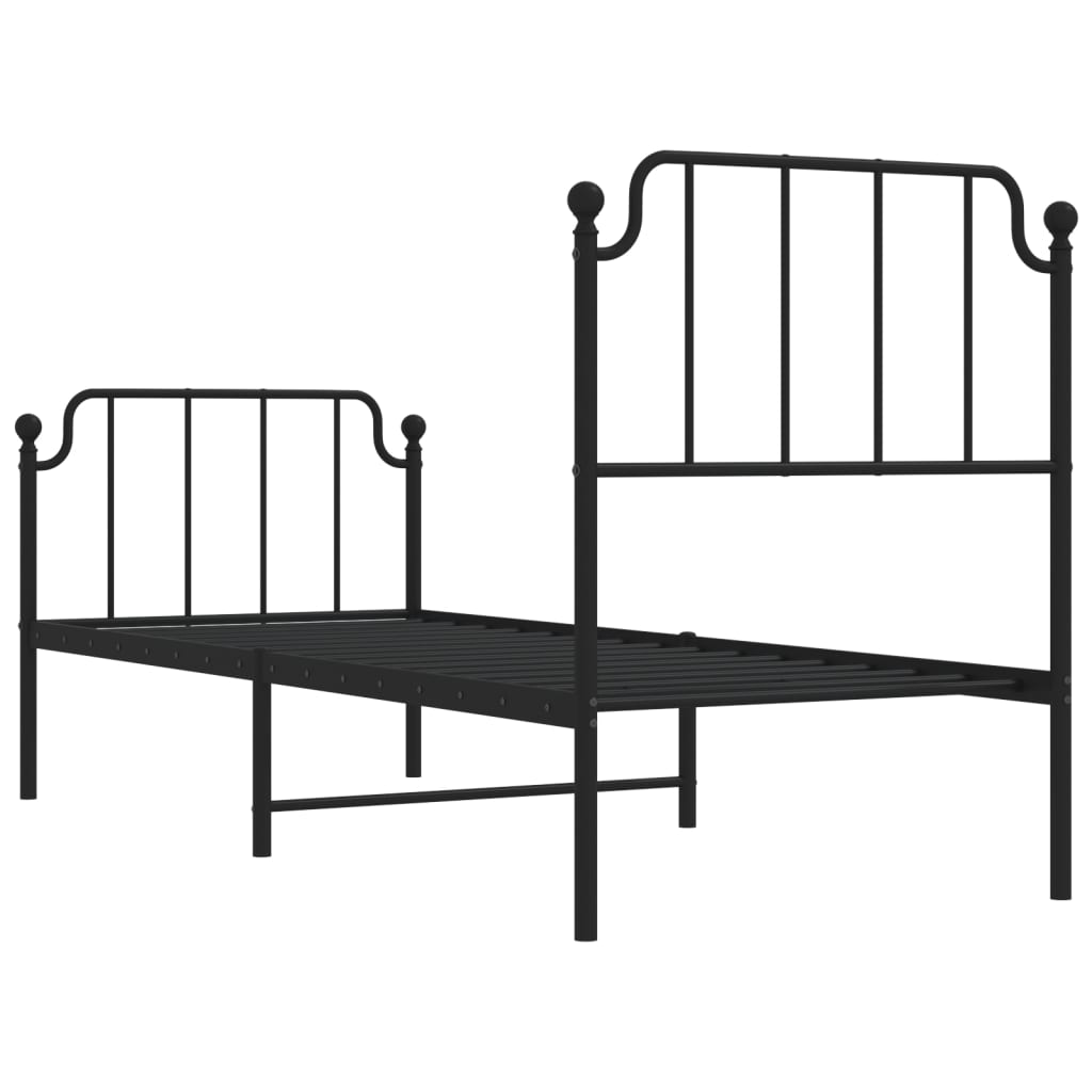 Bettgestell mit Kopf- und Fußteil Metall Schwarz 80x200 cm - Pazzar.ch