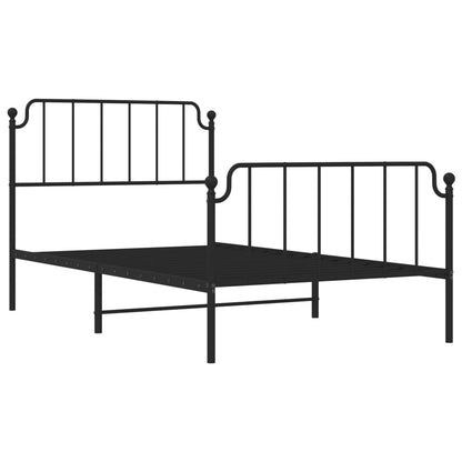 Bettgestell mit Kopf- und Fußteil Metall Schwarz 107x203 cm - Pazzar.ch