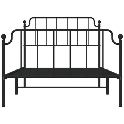 Bettgestell mit Kopf- und Fußteil Metall Schwarz 107x203 cm - Pazzar.ch