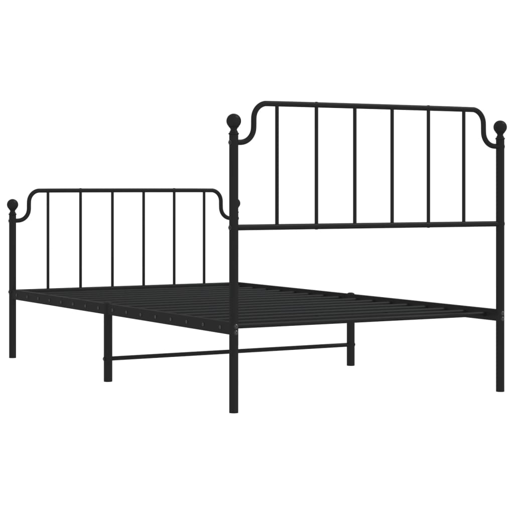 Bettgestell mit Kopf- und Fußteil Metall Schwarz 107x203 cm - Pazzar.ch