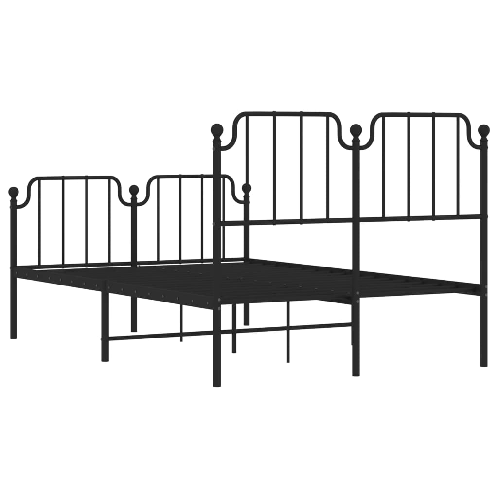 Bettgestell mit Kopf- und Fußteil Metall Schwarz 120x200 cm - Pazzar.ch