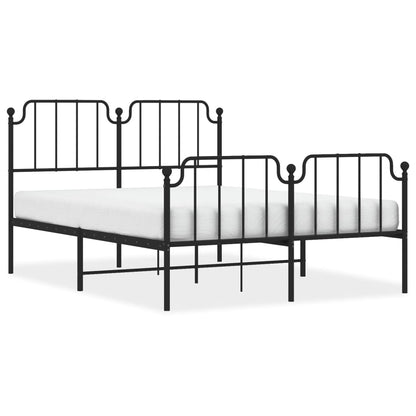 Bettgestell mit Kopf- und Fußteil Metall Schwarz 140x190 cm - Pazzar.ch