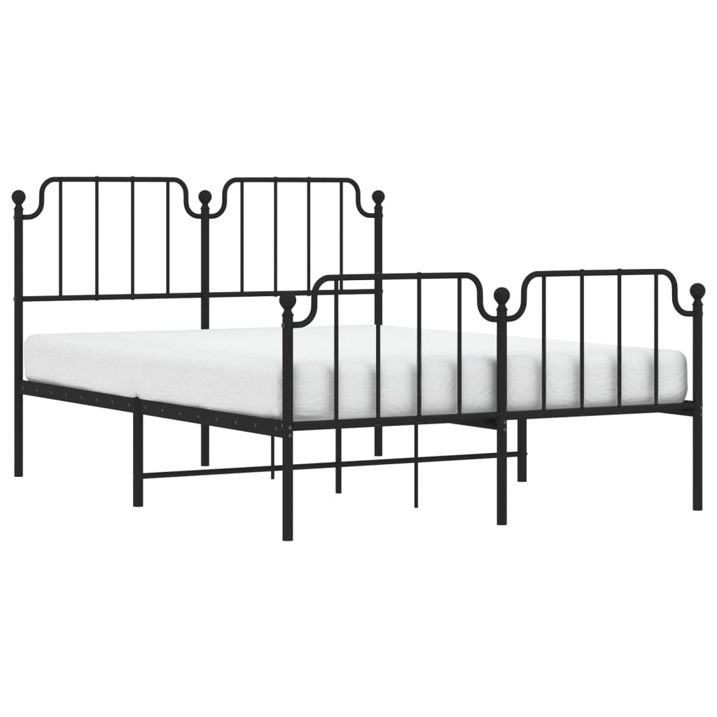 Bettgestell mit Kopf- und Fußteil Metall Schwarz 140x190 cm - Pazzar.ch