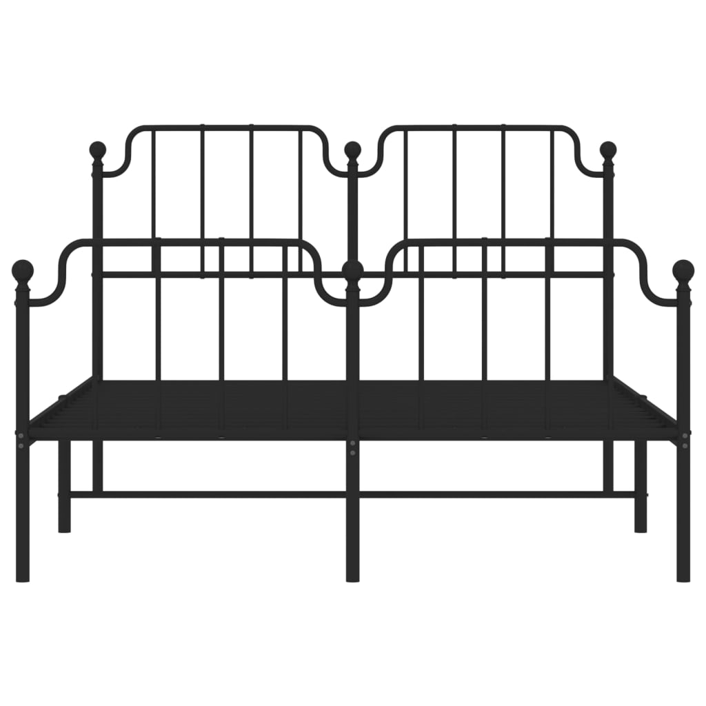 Bettgestell mit Kopf- und Fußteil Metall Schwarz 140x190 cm - Pazzar.ch