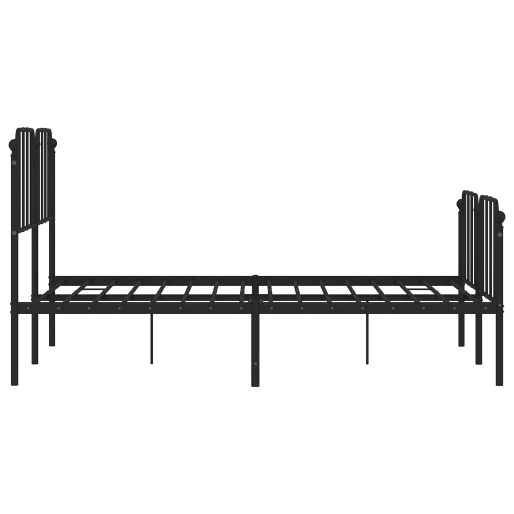 Bettgestell mit Kopf- und Fußteil Metall Schwarz 140x190 cm - Pazzar.ch