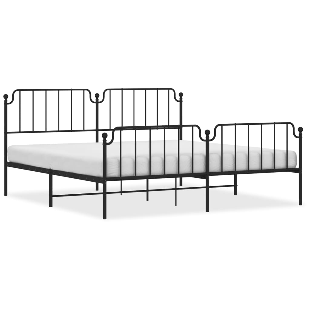 Bettgestell mit Kopf- und Fußteil Metall Schwarz 193x203 cm - Pazzar.ch