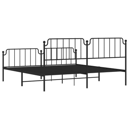Bettgestell mit Kopf- und Fußteil Metall Schwarz 193x203 cm - Pazzar.ch