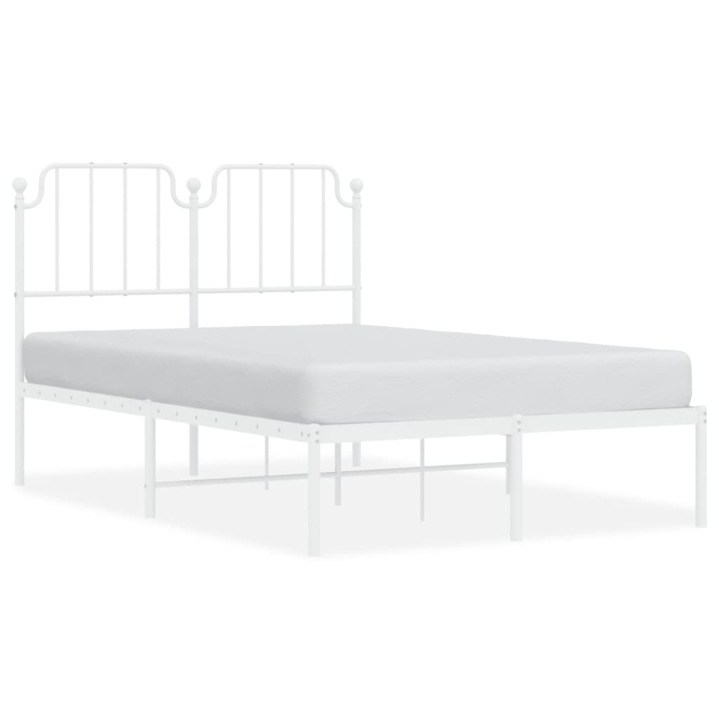 Bettgestell mit Kopfteil Metall Weiß 120x190 cm - Pazzar.ch