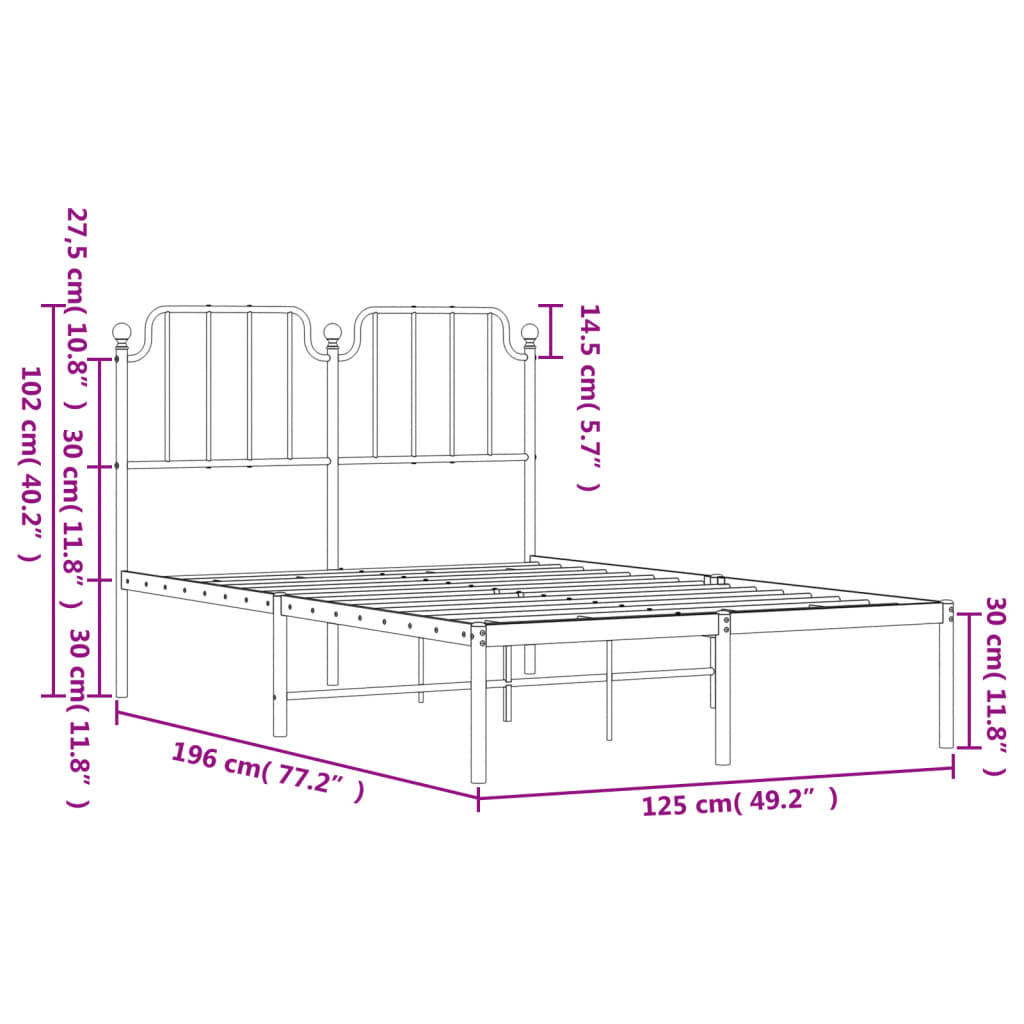 Bettgestell mit Kopfteil Metall Weiß 120x190 cm - Pazzar.ch