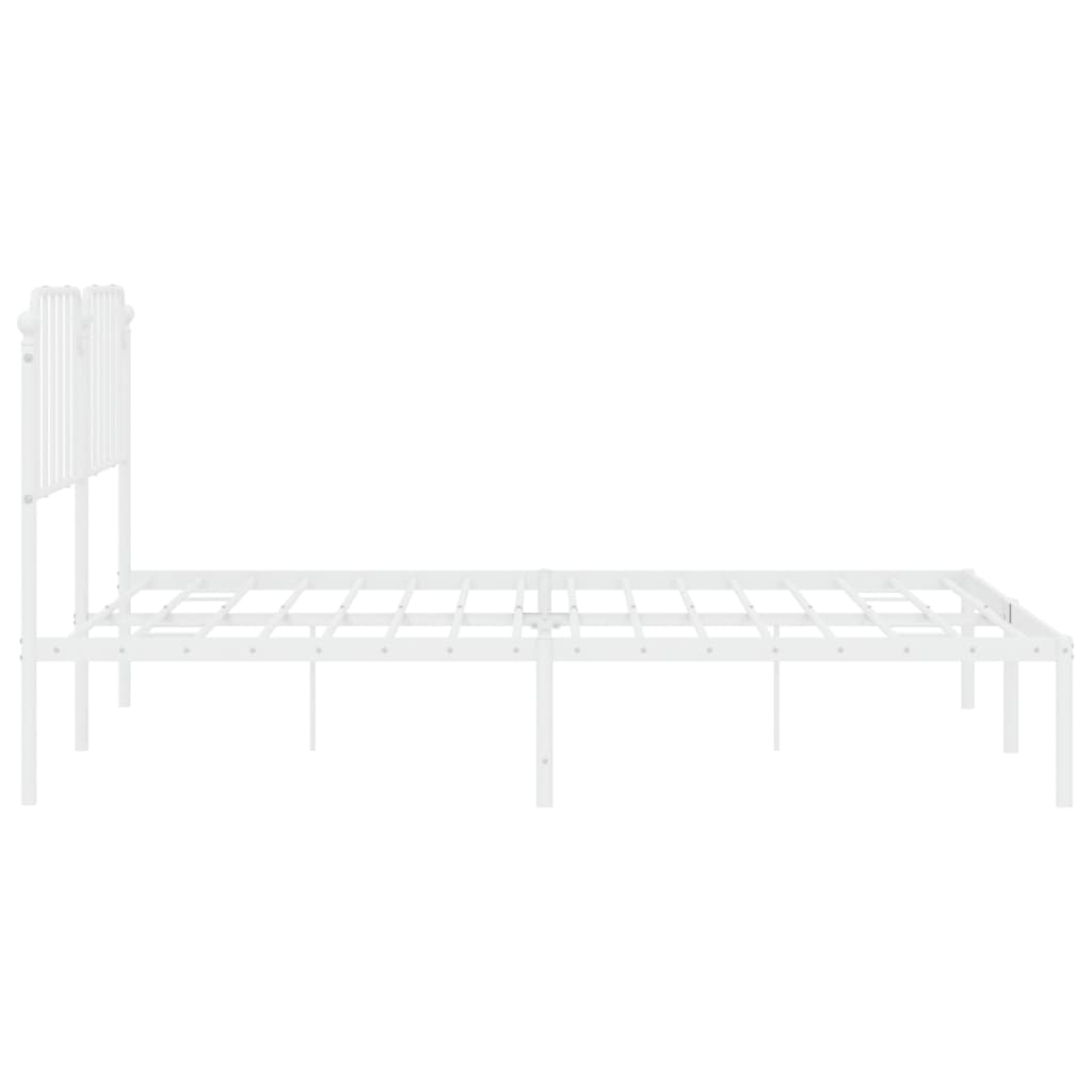 Bettgestell mit Kopfteil Metall Weiß 160x200 cm - Pazzar.ch