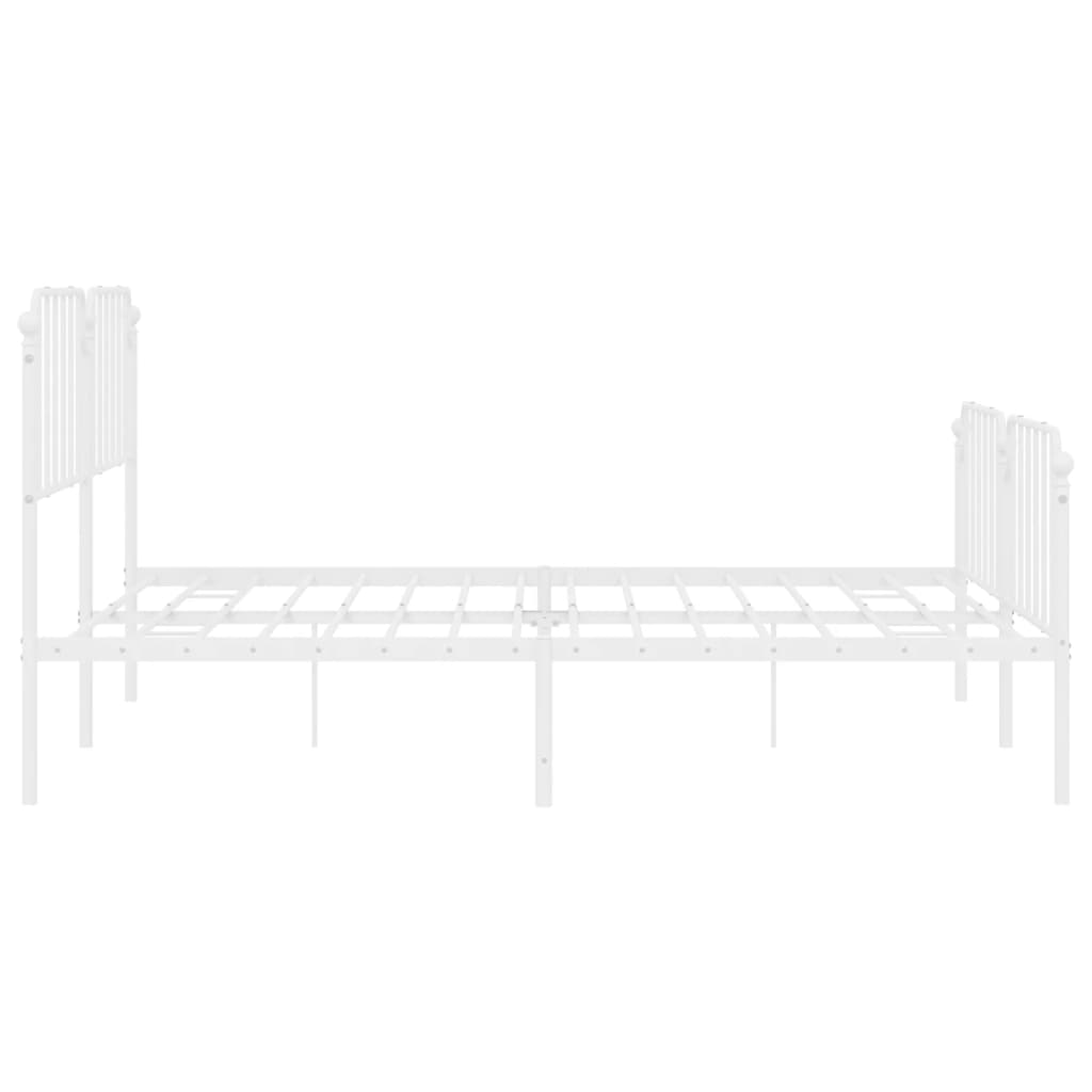 Bettgestell mit Kopf- und Fußteil Metall Weiß 200x200 cm - Pazzar.ch