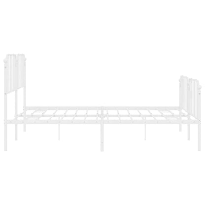 Bettgestell mit Kopf- und Fußteil Metall Weiß 200x200 cm - Pazzar.ch