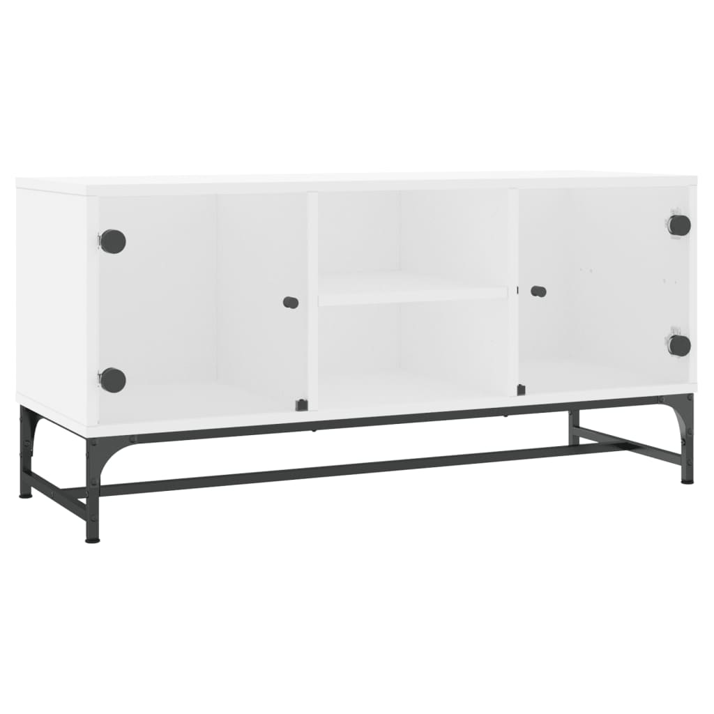 TV-Schrank mit Glastüren Weiß 102x37x50 cm - Pazzar.ch