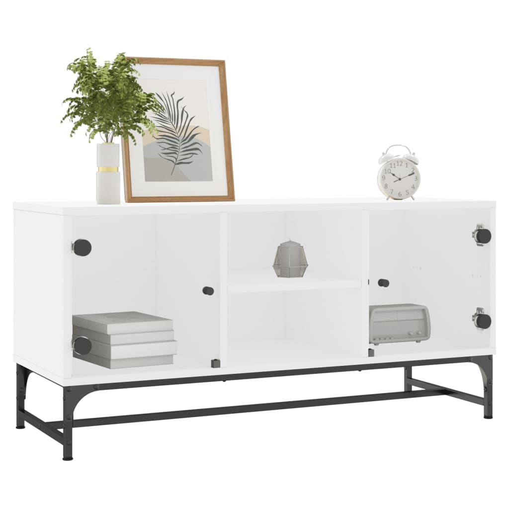 TV-Schrank mit Glastüren Weiß 102x37x50 cm - Pazzar.ch